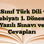 9. Sınıf Türk Dili ve Edebiyatı 1. Dönem 1. Yazılı Sınavı ve Cevapları