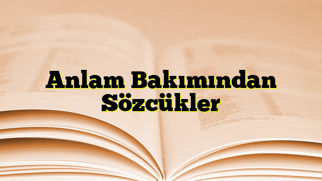 Anlam Bakımından Sözcükler