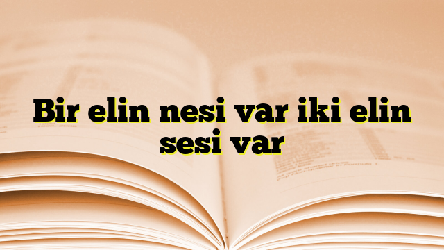 Bir elin nesi var iki elin sesi var