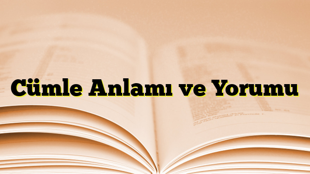 Cümle Anlamı ve Yorumu