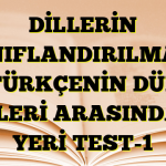 DİLLERİN SINIFLANDIRILMASI VE TÜRKÇENİN DÜNYA DİLLERİ ARASINDAKİ YERİ TEST-1