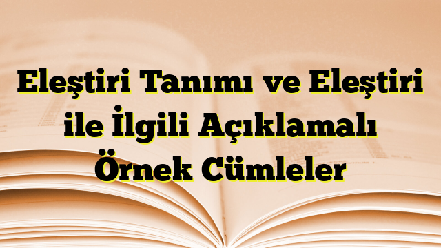 Eleştiri Tanımı ve Eleştiri ile İlgili Açıklamalı Örnek Cümleler