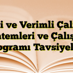 Etkili ve Verimli Çalışma Yöntemleri ve Çalışma Programı Tavsiyeleri