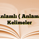 Eş Anlamlı ( Anlamdaş) Kelimeler