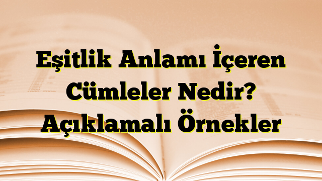 Eşitlik Anlamı İçeren Cümleler Nedir? Açıklamalı Örnekler