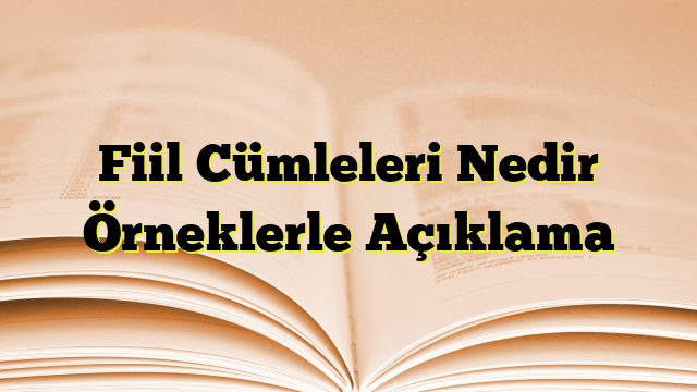 Fiil Cümleleri Nedir Örneklerle Açıklama