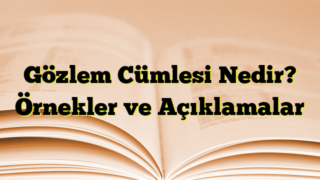 Gözlem Cümlesi Nedir? Örnekler ve Açıklamalar