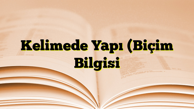 Kelimede Yapı (Biçim Bilgisi