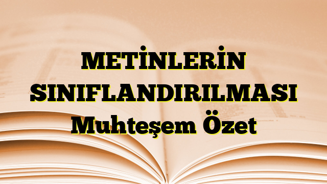 METİNLERİN SINIFLANDIRILMASI Muhteşem Özet