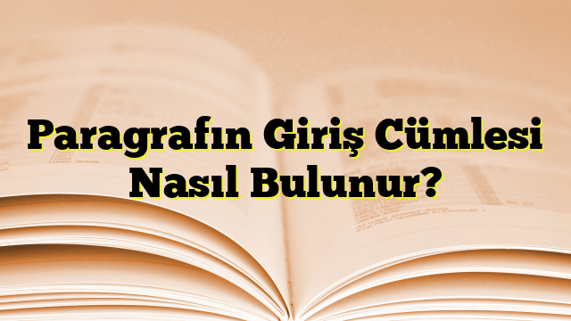 Paragrafın Giriş Cümlesi Nasıl Bulunur?