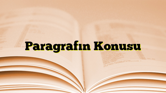 Paragrafın Konusu