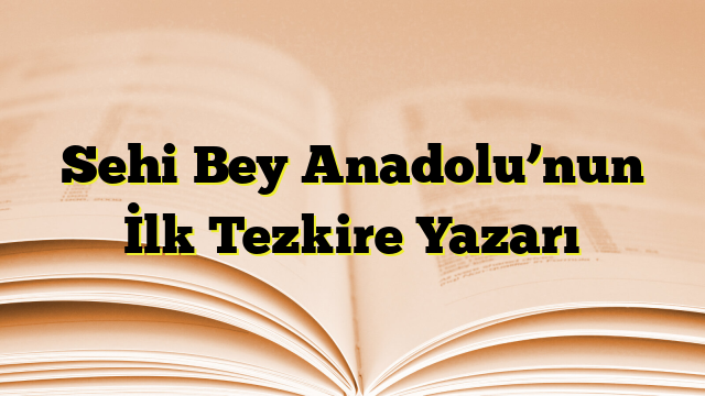 Sehi Bey Anadolu’nun İlk Tezkire Yazarı