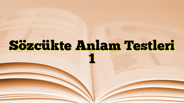 Sözcükte Anlam Testleri 1