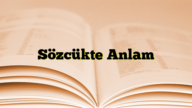 Sözcükte Anlam