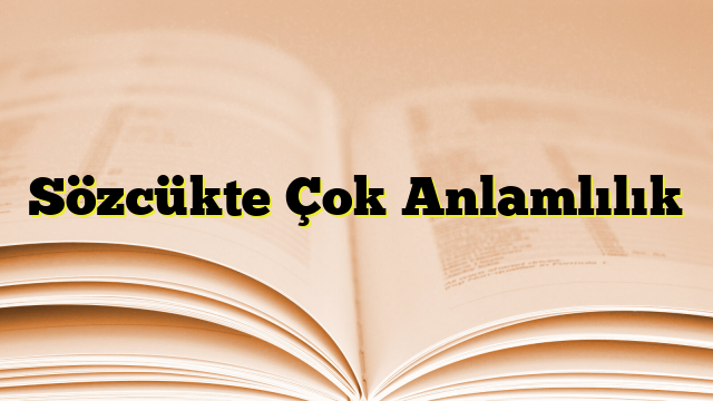 Sözcükte Çok Anlamlılık