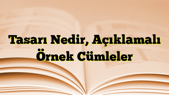 Tasarı Nedir,  Açıklamalı Örnek Cümleler