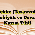 Tekke (Tasavvuf) Edebiyatı ve Devriye Nazım Türü