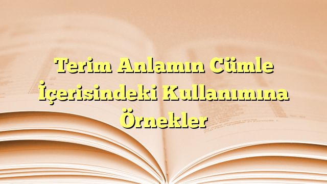 Terim Anlamın Cümle İçerisindeki Kullanımına Örnekler