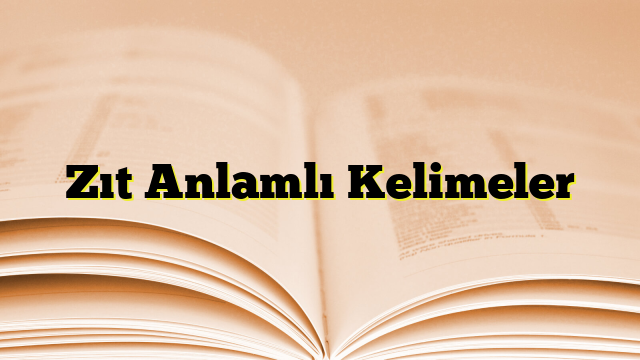 Zıt Anlamlı Kelimeler