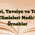 Öneri, Tavsiye ve Teklif Cümleleri Nedir? Örnekler