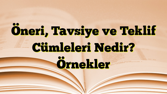 Öneri, Tavsiye ve Teklif Cümleleri Nedir? Örnekler