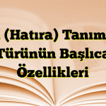 Anı (Hatıra) Tanımı ve Türünün Başlıca Özellikleri