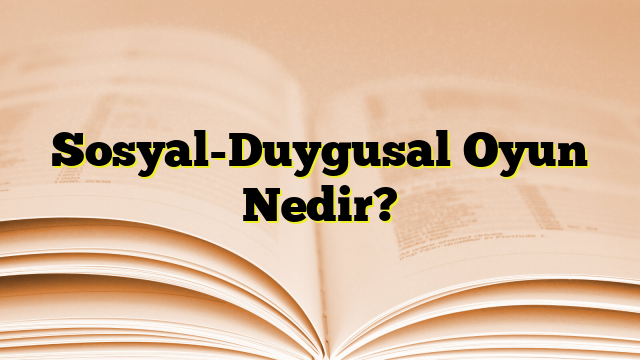 Sosyal-Duygusal Oyun Nedir?