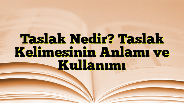 Taslak Nedir? Taslak Kelimesinin Anlamı ve Kullanımı