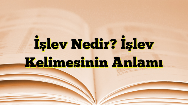 İşlev Nedir? İşlev Kelimesinin Anlamı