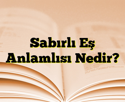 Sabırlı Eş Anlamlısı Nedir?