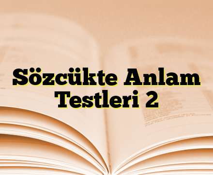 Sözcükte Anlam Testleri 2